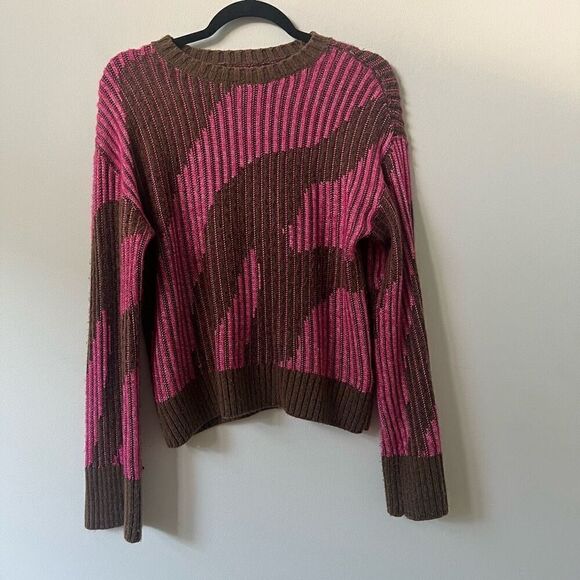Nine West Women's Pink And Brown Ribbed Crew Neck Pullover Sweater Size XS - Picture 8 of 9
